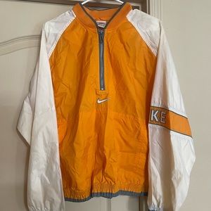 Vintage Nike Orange & White 1/4 Zip Jacket Rain Coat Stitched Men’s Size S Small